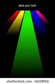 Vector colorful lines on black background.