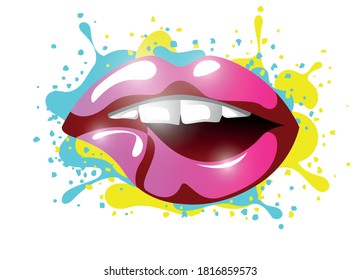 Vector colorful lips in graphic style