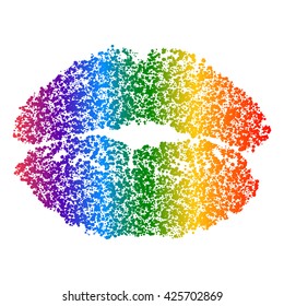 Vector colorful lips print