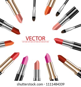vector colorful lipstick on white background