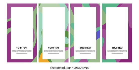 Vector colorful liquid abstract pattern for poster, banner, print, fabric and social media story with frame and border background
