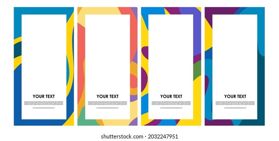 Vector colorful liquid abstract pattern for poster, banner, print, fabric and social media story with frame and border background