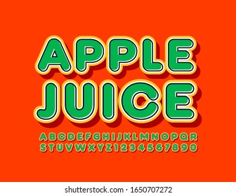 Vector colorful logo Apple Juice. Bright creative Font. Uppercase Alphabet Letters and Numbers