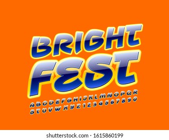 Vector colorful Logo Bright Fest. Handwritten creative Font. Glossy  Alphabet Letters and Numbers.