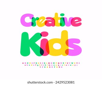 Vector colorful logo Creative Kids.  Children Cute Font. Cartoon style Alphabet Letters Set.