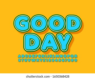 Vector colorful logo Good Day. Creative Alphabet Letters and Numbers. Modern Bright Font.