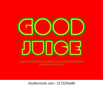 Vector colorful logo Good Juice. Trendy Bright Font. Creative Alphabet Letters and Numbers