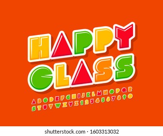 Vector Colorful Logo Happy Class. Creative Alphabet for Children. Bright modern Font.