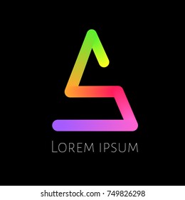 Vector Colorful Logo Isolated on Dark Background. A and S Letters Together. Up Direction. Gradient Abstract Symbol. Vector Illustration.