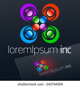 Vector colorful logo on dark Background.