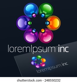 Vector colorful logo on dark Background.