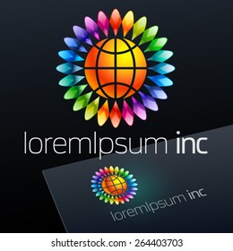 Vector colorful logo on dark Background.