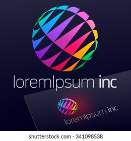 Vector colorful logo on dark Background. Emblem for Business, Media, Corporation.
