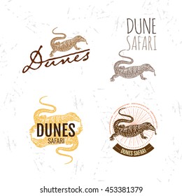Vector colorful logo set with desert Varan. The desert Varan as main element of logotypes on white background.