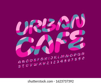 Logo de color vector Urban Cafe. Fuente luminosa con estilo gráfico. Letras y números de alfabeto creativos.