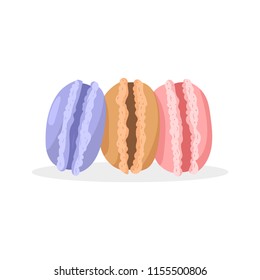 Vector colorful macarons isolated on white background