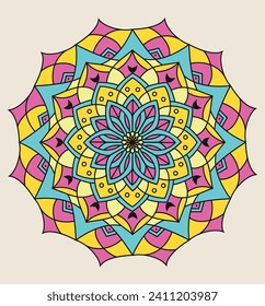Vector colorido fondo mandala con bello diseño decorativo y oriental
