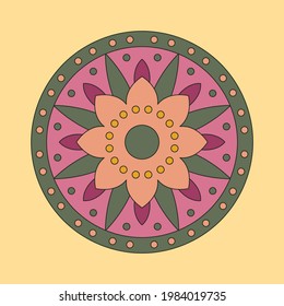 Vector colorful mandala. Decorative round ornament. Oriental vector. Anti-stress therapy patterns. Weave design elements. Vector yoga logo. Vector round abstract circle. Mandala style. 