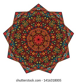Vector Colorful mandala design for graphic design. Art template for banners and invitation card