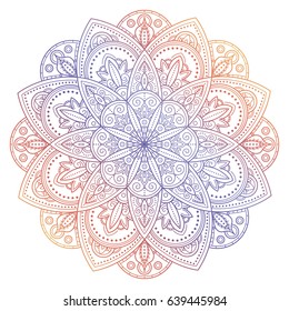 Vector colorful mandala doodle background. Indian tribal ornament.