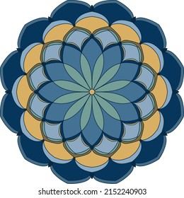Vector colorful mandala round floral ornament. Circle flower motif in oriental, Indian, tribal, ethnic style. Isolated element for print, poster or design element.  