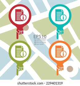 Vector : Colorful Map Pointer Icon With Information Service Sign in POI Map Background
