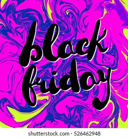 Vector colorful marble background with handwritten text "Black Friday". Vector illustration