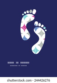 Vector colorful marble textured tiles footprints silhouettes pattern frame