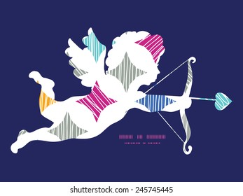 Vector colorful marble textured tiles shooting cupid silhouette frame pattern invitation greeting card template
