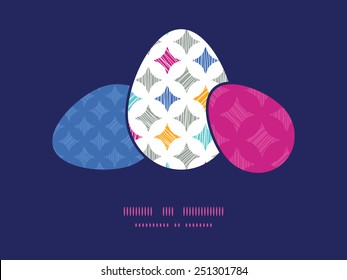 Vector colorful marble textured tiles three matching Easter egg sillhouettes frame card template