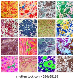 vector colorful marbled pattern set