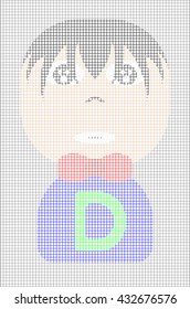 Vector Colorful Mesh With Boy Cartoon Face Pattern . for Background. Fabric.Print.