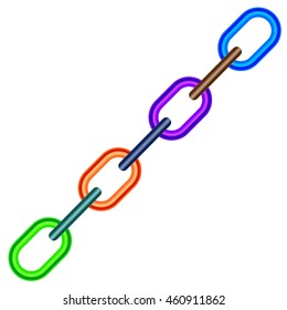 Vector Colorful Metal Chain Isolated on White Background
