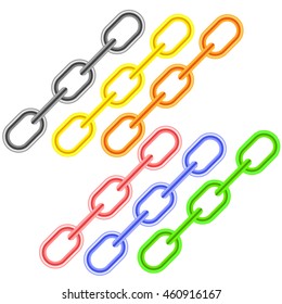 Vector Colorful Metal Chains Isolated on White Background