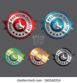 Vector : Colorful Metallic 100% Premium Quality Ribbon, Badge, Icon, Sticker, Banner, Tag, Sign or Label