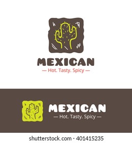 Vector colorful mexican food logo. Mexican restaurant logo. Fast food cafe logo template