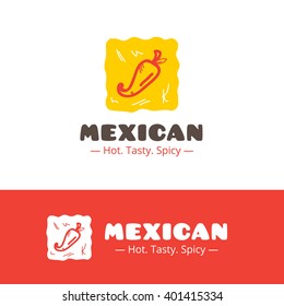 Vector colorful mexican food logo. Mexican restaurant logo. Fast food cafe logo template