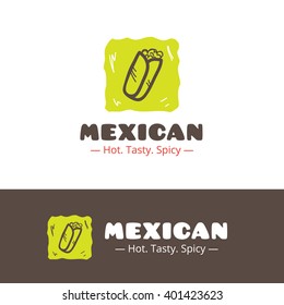 Vector colorful mexican food logo. Mexican restaurant logo. Fast food cafe logo template