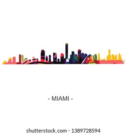 vector colorful miami city skyline