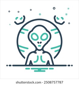 Vector colorful mix icon for alien
