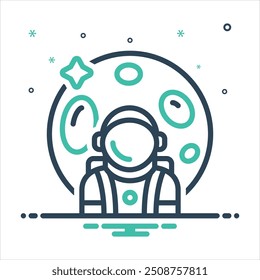 Ícone de mistura colorida vetorial para astronauta