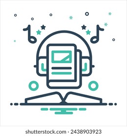 Vector colorful mix icon for audio course