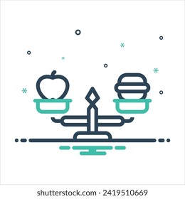 Vector colorful mix icon for balanced diet