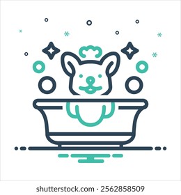 Vector colorful mix icon for bathing dog