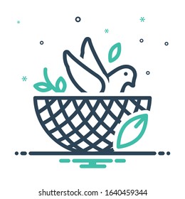 Vector colorful mix icon for bird in nest