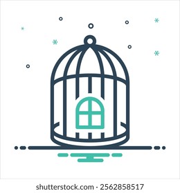 Vector colorful mix icon for bird cage