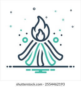 Vector colorful mix icon for bonfire