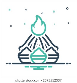 Vector colorful mix icon for bonfire