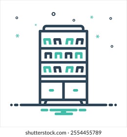 Vector colorful mix icon for bookshelf