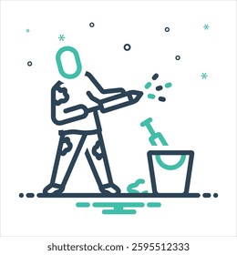 Vector colorful mix icon for boy playing holi